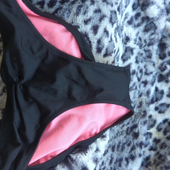 Victoria's Secret Pink Scrunchbutt Bikini Bottom Size small black with pink lemo - Picture 4 of 11